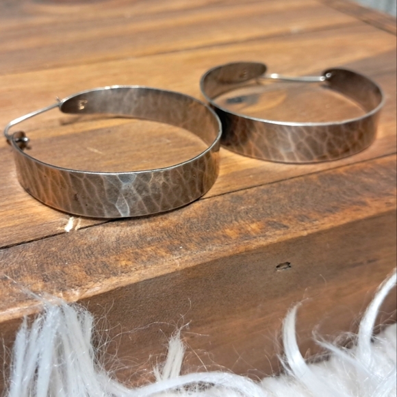 2" Vintage 925 Sterling Silver Hoops - Picture 3 of 5